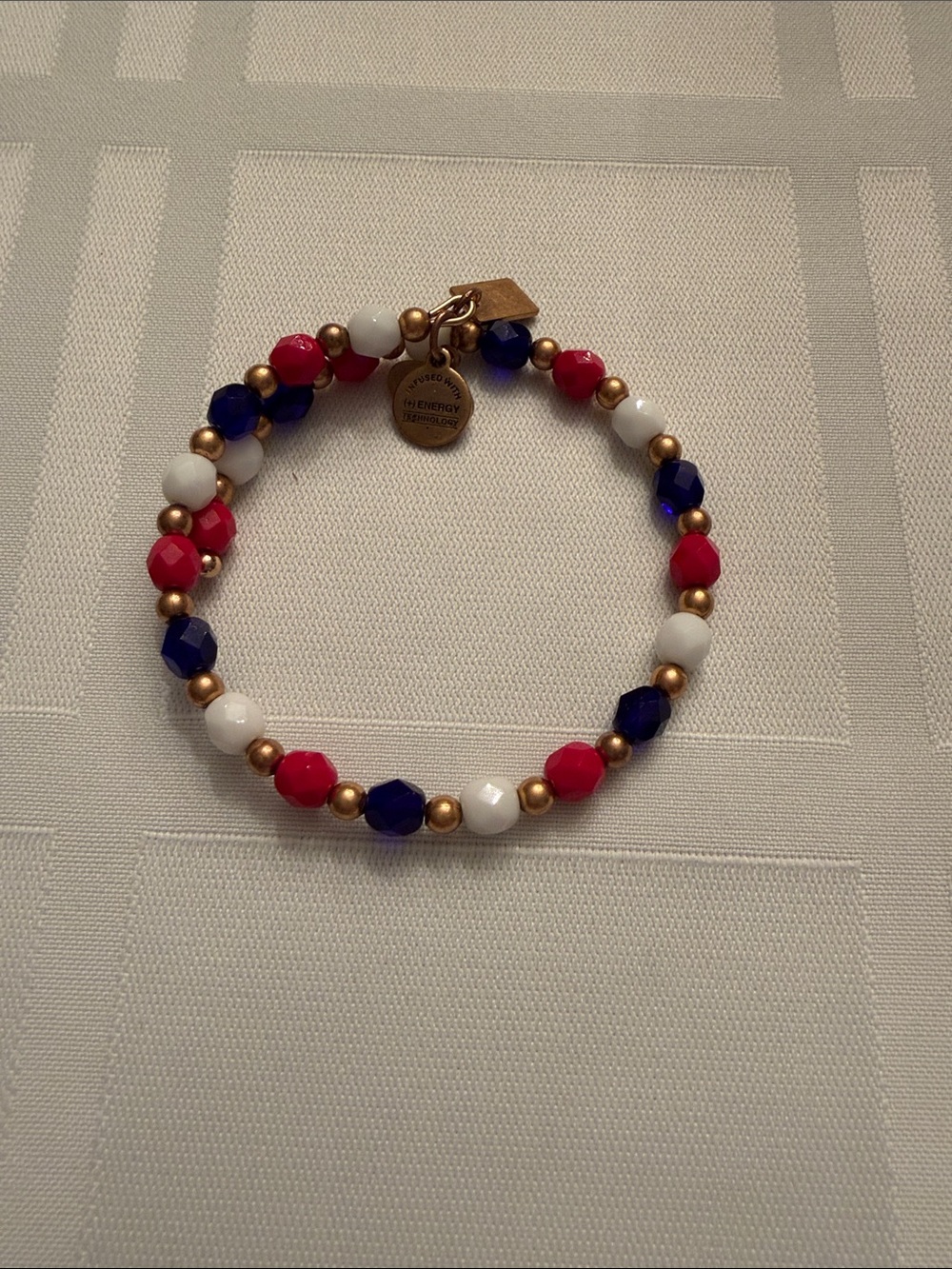 Alex and Ani wrap Bracelet with Red, White & Blue & gold Accents